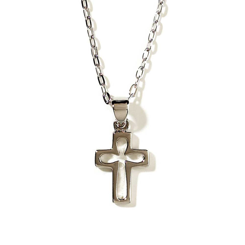 Open Box Cross Necklace, Silver Plated, 18″