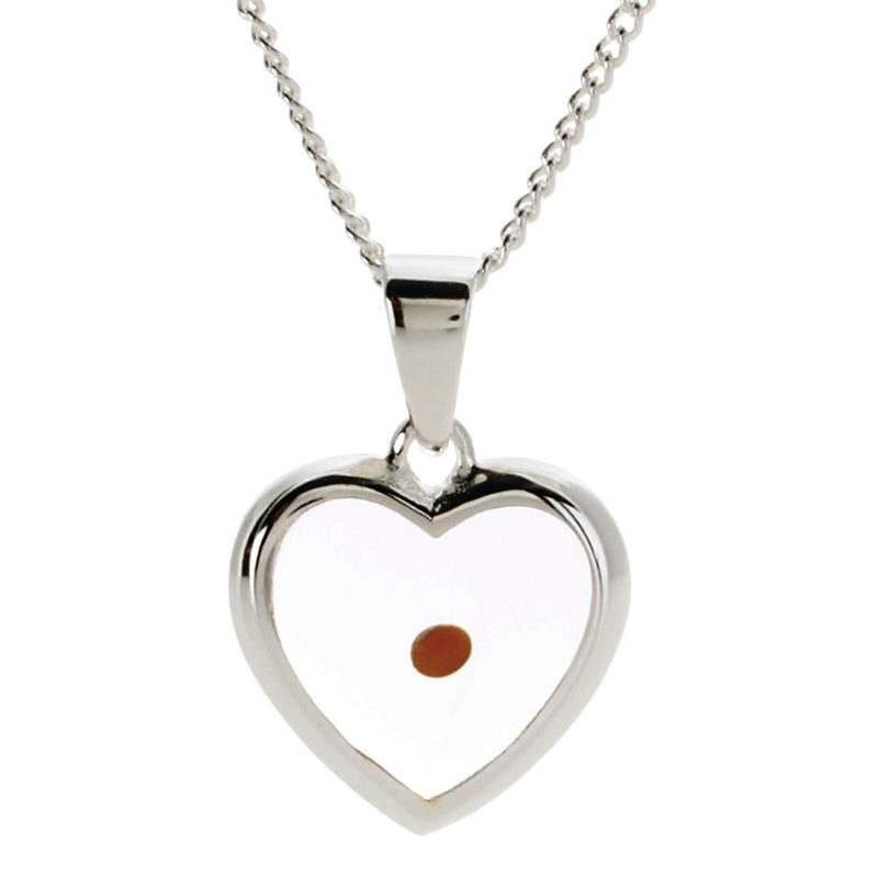 Mustard Seed Acrylic Heart Necklace, Silver Plated, 18″