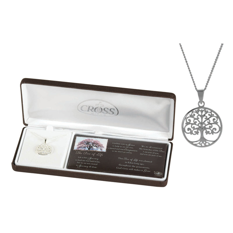 Tree of Life Silver-Plated Necklace with Poem, 18″