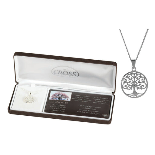 Tree of Life Silver-Plated Necklace with Poem, 18″