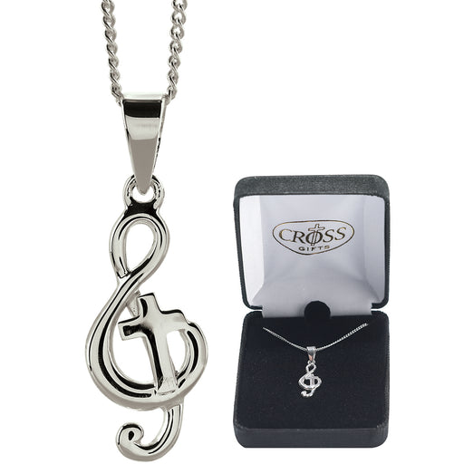 Treble Clef and Cross Necklace for Christian Musicians