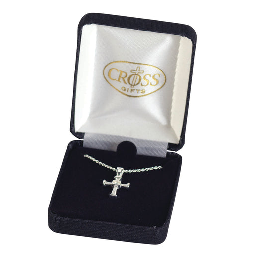 Silver-Plated Cross with Endcaps Necklace, 18″