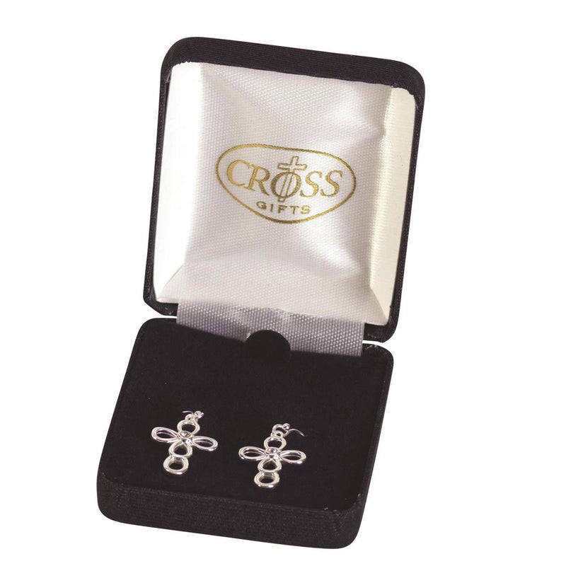Silver-Plated Open Petal Cross Earrings — Dicksons product photo