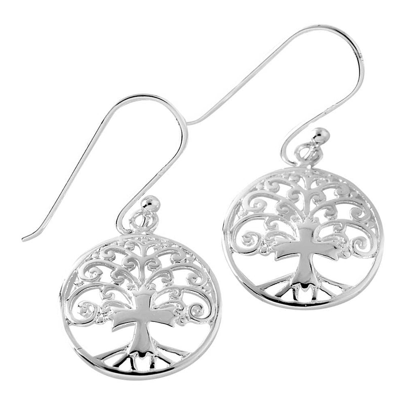 Tree of Life Silver-Plated Drop Earrings