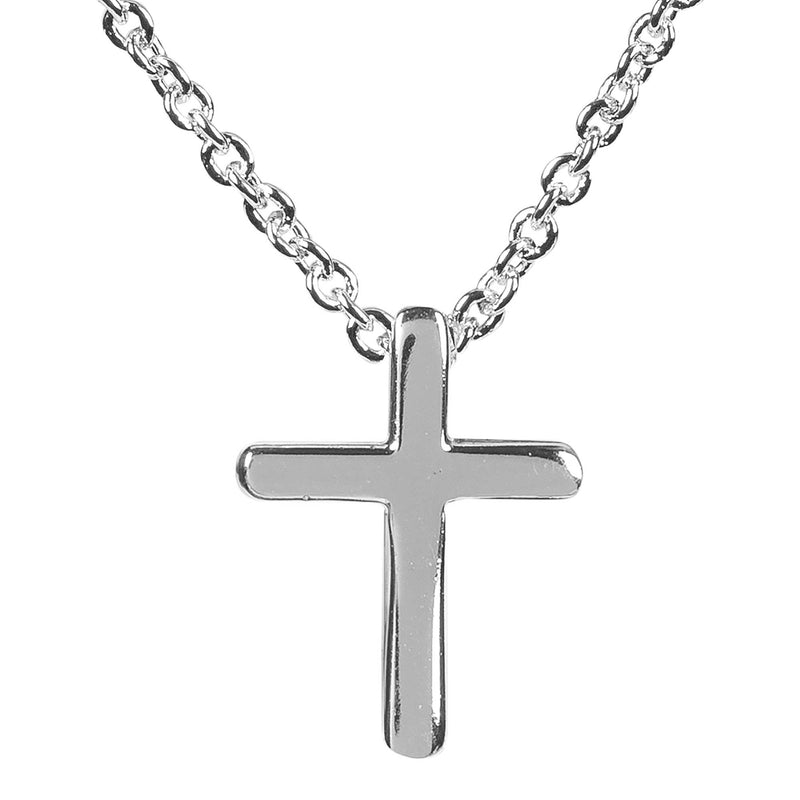 Mini Box Cross Necklace, Silver Plated, 16″