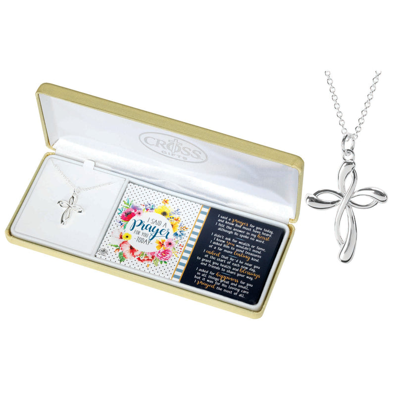 I Said a Prayer for You Ribbon Cross Necklace, 18″