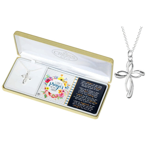 I Said a Prayer for You Ribbon Cross Necklace, 18″