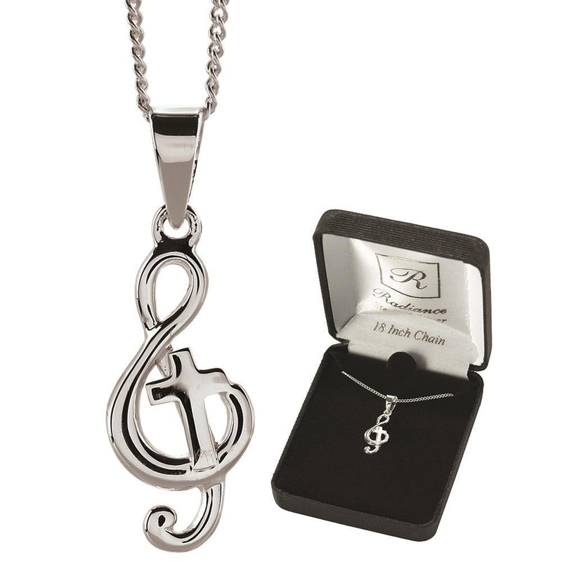 Cross and Treble Clef Pendant, 18-Inch Chain — Dicksons product photo
