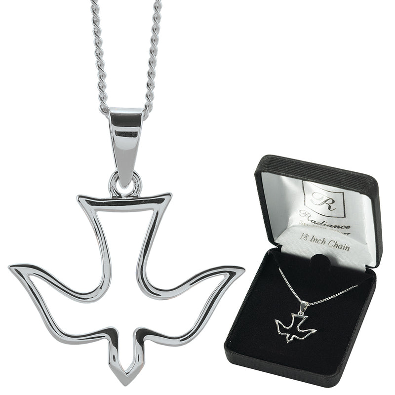 Sterling Silver Open Dove Confirmation Necklace Necklace, 18″