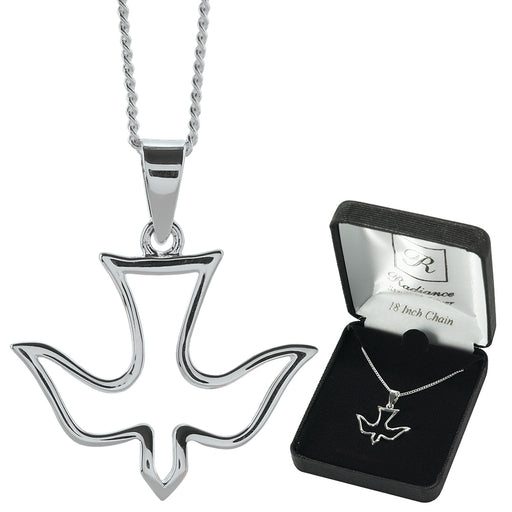 Sterling Silver Open Dove Confirmation Necklace Necklace, 18″