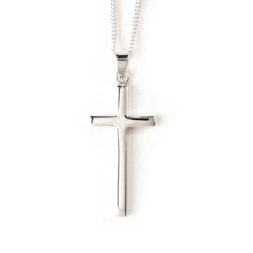 Sterling Silver Michelangelo Cross Necklace, 18″ Rolo Chain