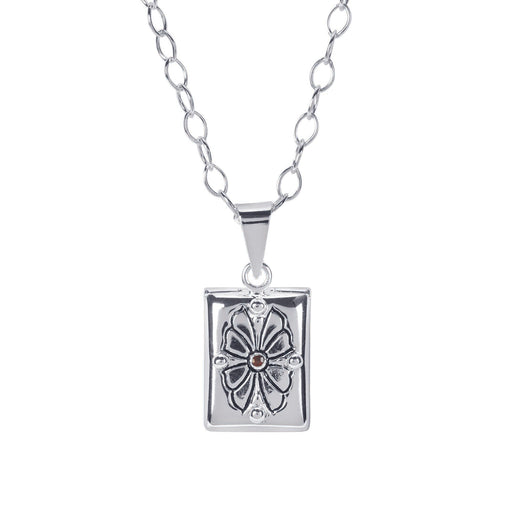 Sterling Silver Garnet Locket Necklace, 18″