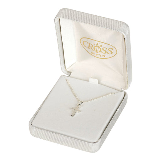 Mini Box Cross Necklace, Silver Plated, 13″
