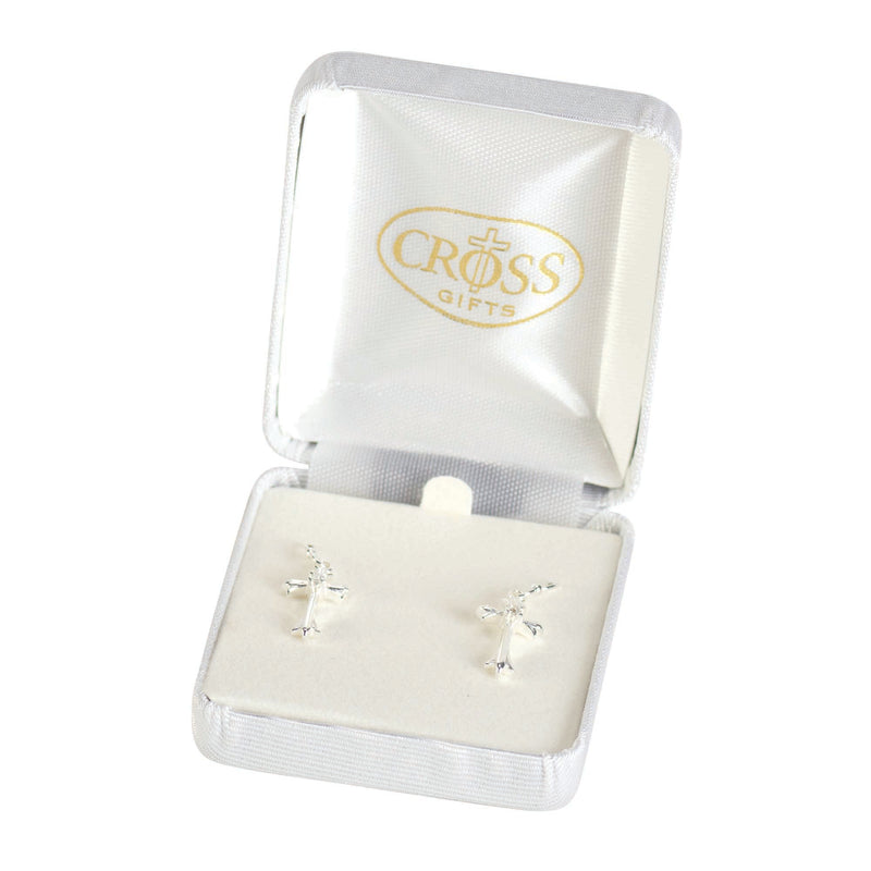 Flared Bud Cross Earrings with Sterling Silver Wires