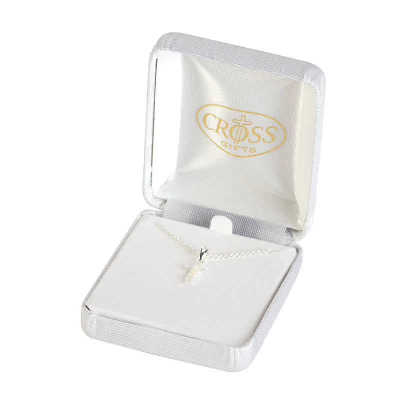 Silver-Plated Box Cross Necklace, 18″