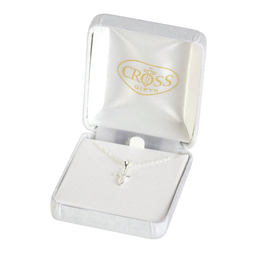 Silver-Plated Petal Cross Necklace, 18″