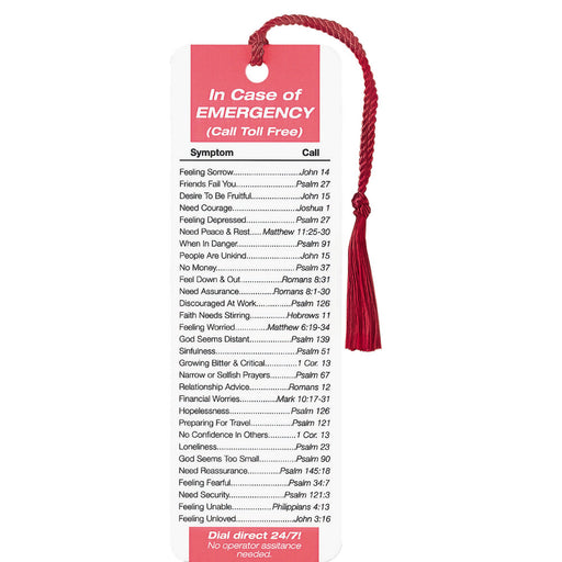 In Case of Emergency Bible Reference Tassel Bookmark