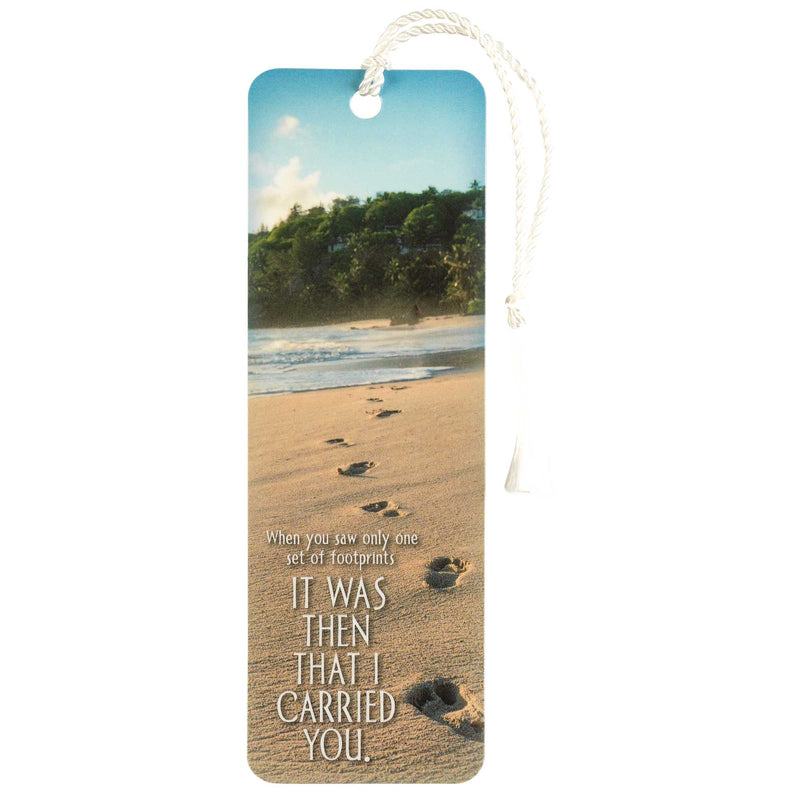 Footprints Beach Scene Tassel Bookmark