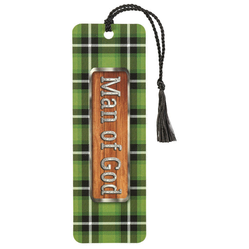 Man of God Green Plaid Tassel Bookmark