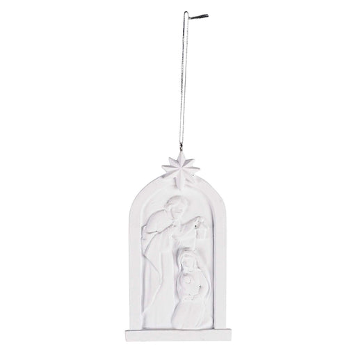 White Holy Family Creche Ornament, 5 1/2″