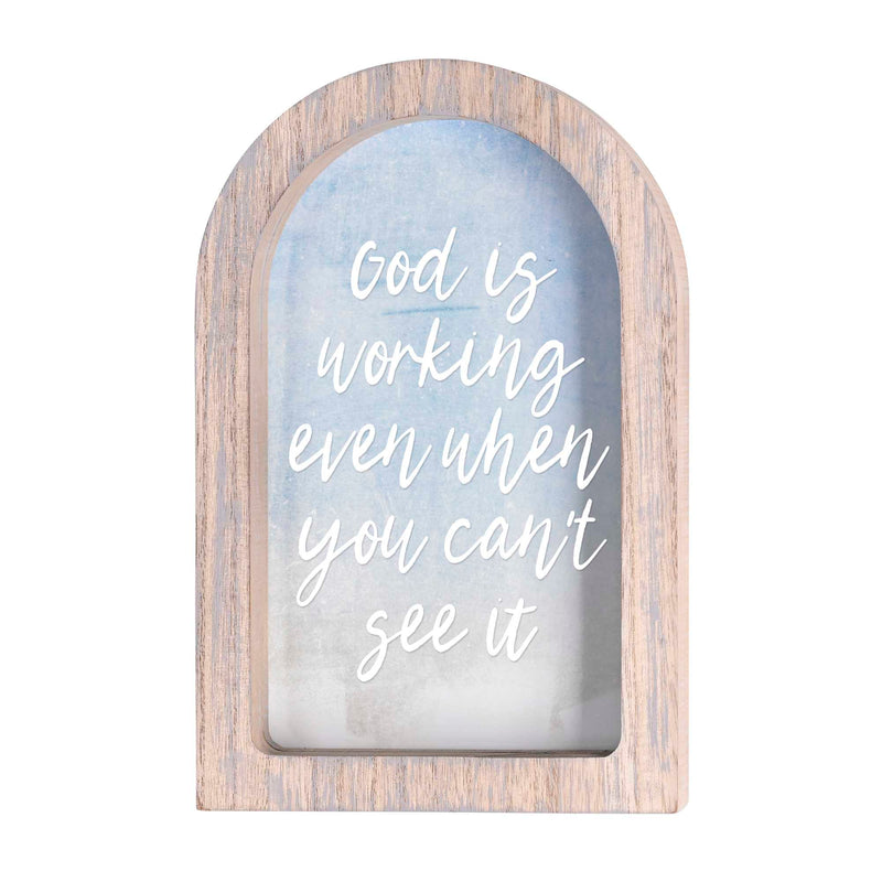 God Is Working Arched Framed Decor
