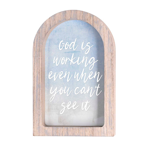 God Is Working Arched Framed Decor