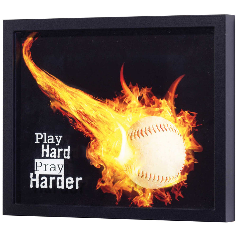 Baseball Play Hard Pray Harder Framed Wall Art