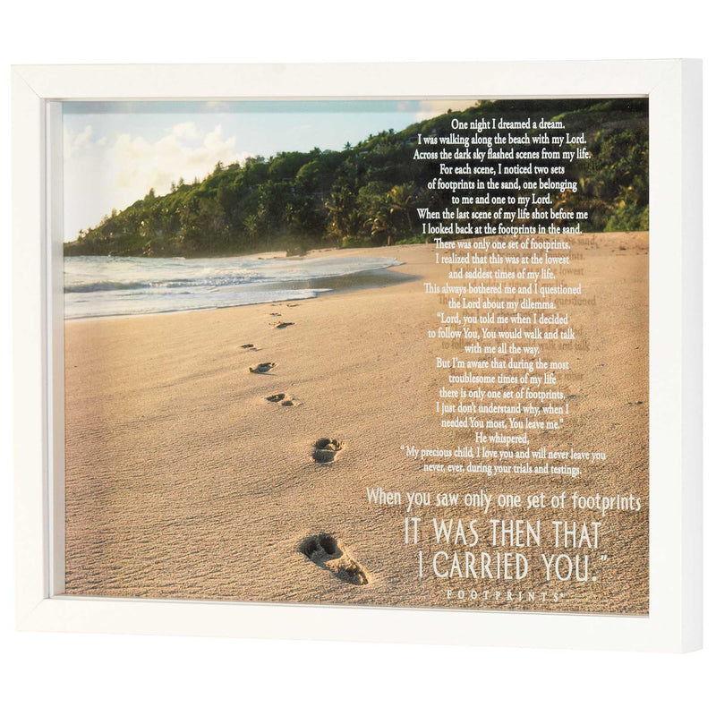 Footprints Beach Scene Framed Shadow Box Art