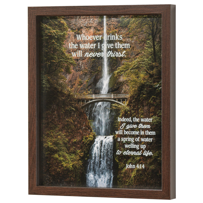 Whoever Drinks John 4:14 Waterfall Framed Art