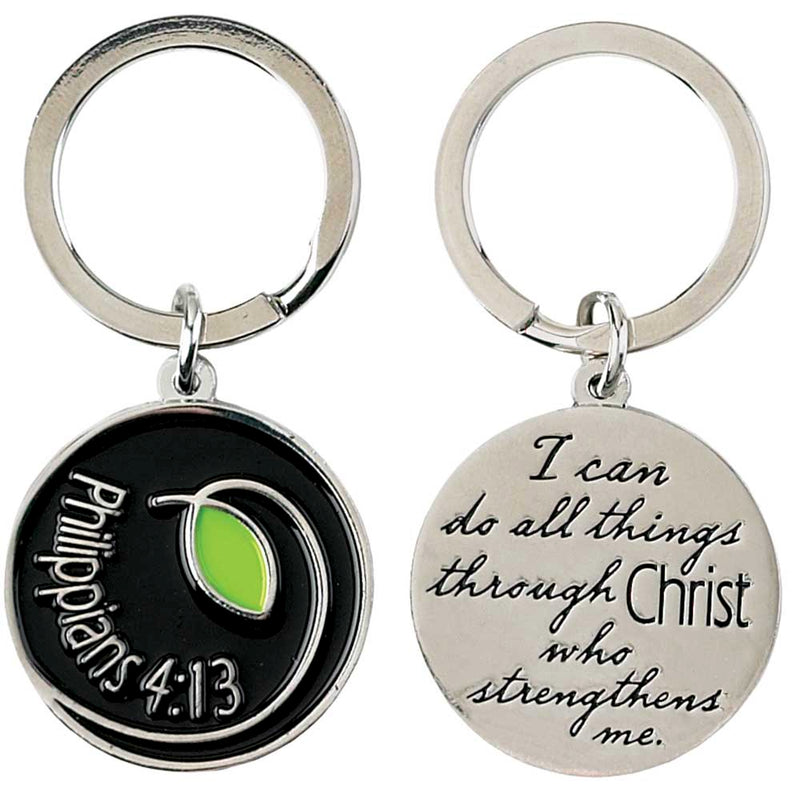 Philippians 4:13 Silver-Finish Epoxy Keyring