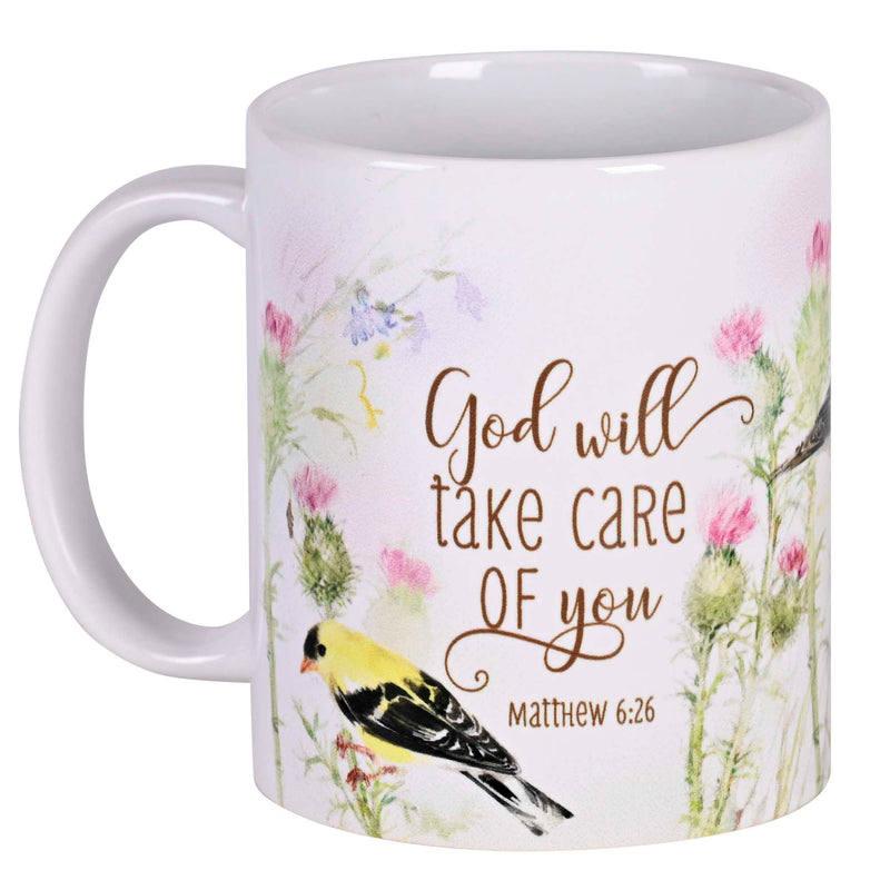 God Will Take Care of Me Bird Ceramic Mug, 11 oz