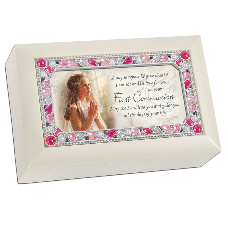 Girl’s First Communion Petite Music Box, Jesus Loves Me