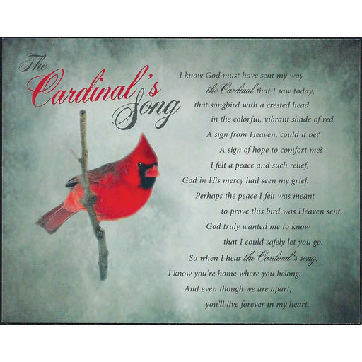 The Cardinal’s Song Memorial Wall Plaque, 10 × 8″