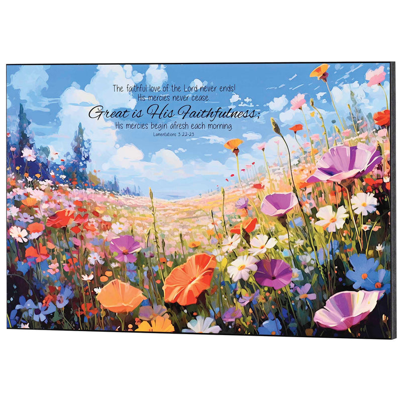 Great Is His Faithfulness Flowers Wall Plaque