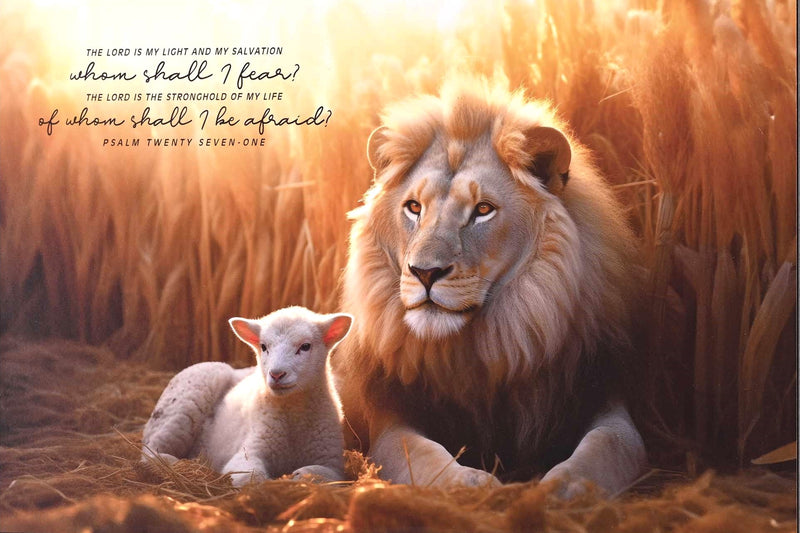 Lion and Lamb Psalm 27:1 Wall Plaque