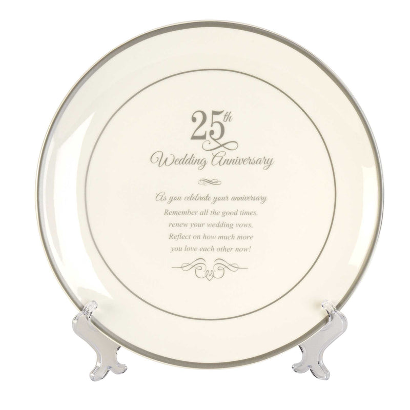 25th Wedding Anniversary Decorative Porcelain Plate, 12″