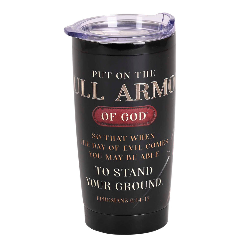 Full Armor of God Black Stainless Steel Tumbler, 20 oz