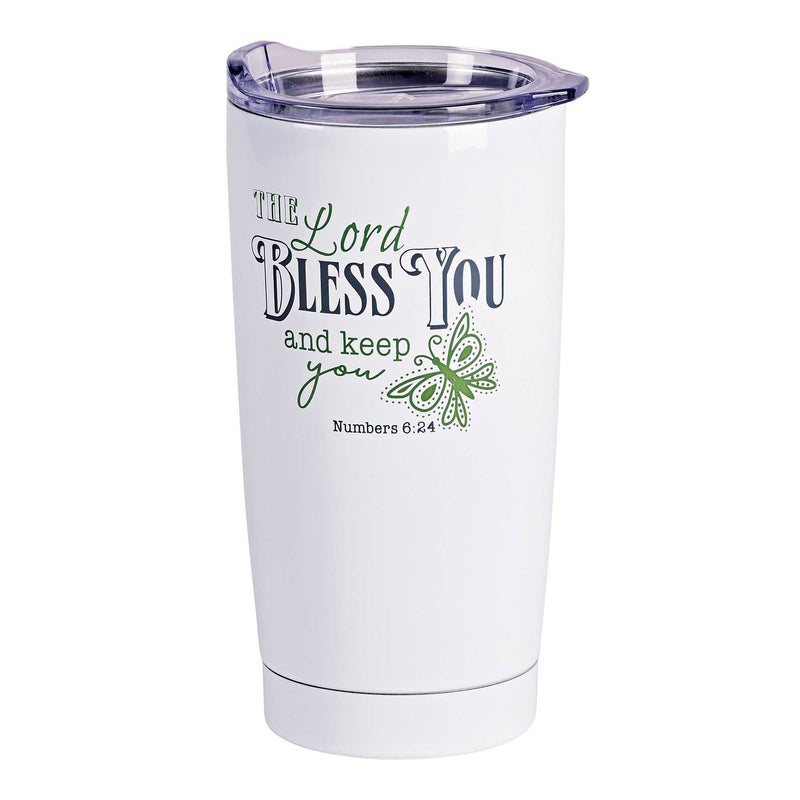The Lord Bless You White Stainless Steel Tumbler, 20 oz