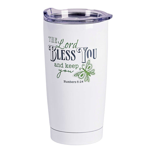 The Lord Bless You White Stainless Steel Tumbler, 20 oz