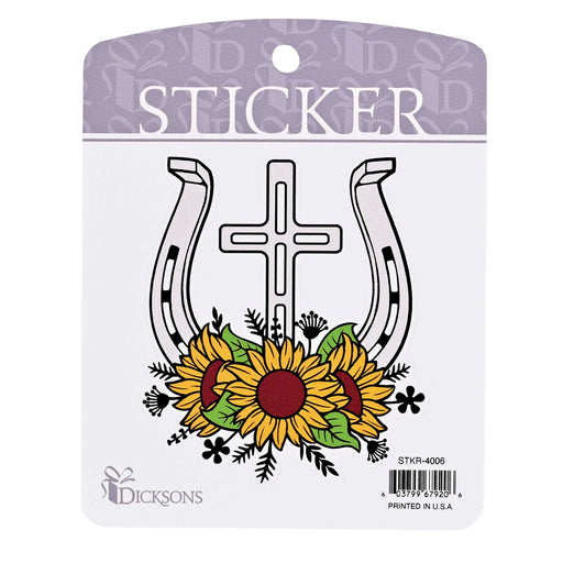 Horseshoe Cross and Sunflowers Sticker