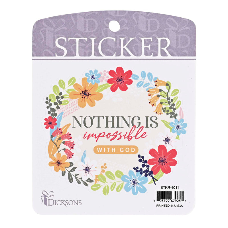 Nothing Is Impossible with God Floral Sticker
