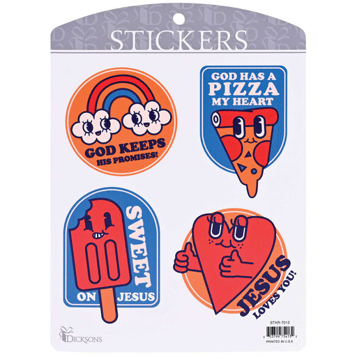 Jesus Loves You Retro Christian Stickers, Set of 4