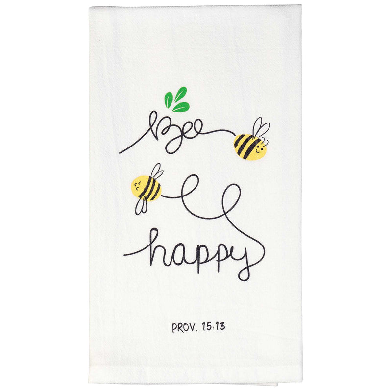 Bee Happy Cotton Flour Sack Kitchen Towel