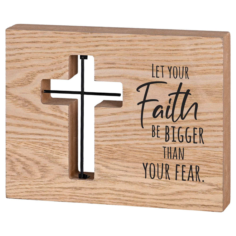Let Faith Be Bigger Than Fear Wire Cross Tabletop Plaque