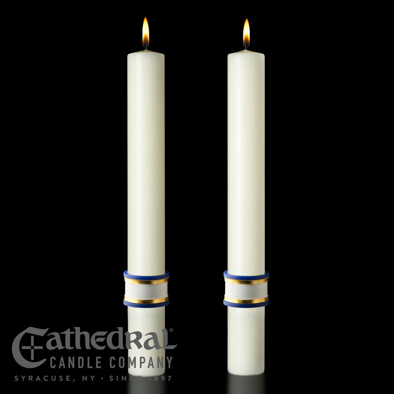 Eternal Glory matching complementing altar candle, sold as a pair by Cathedral