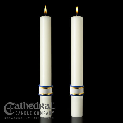 Eternal Glory matching complementing altar candle, sold as a pair by Cathedral