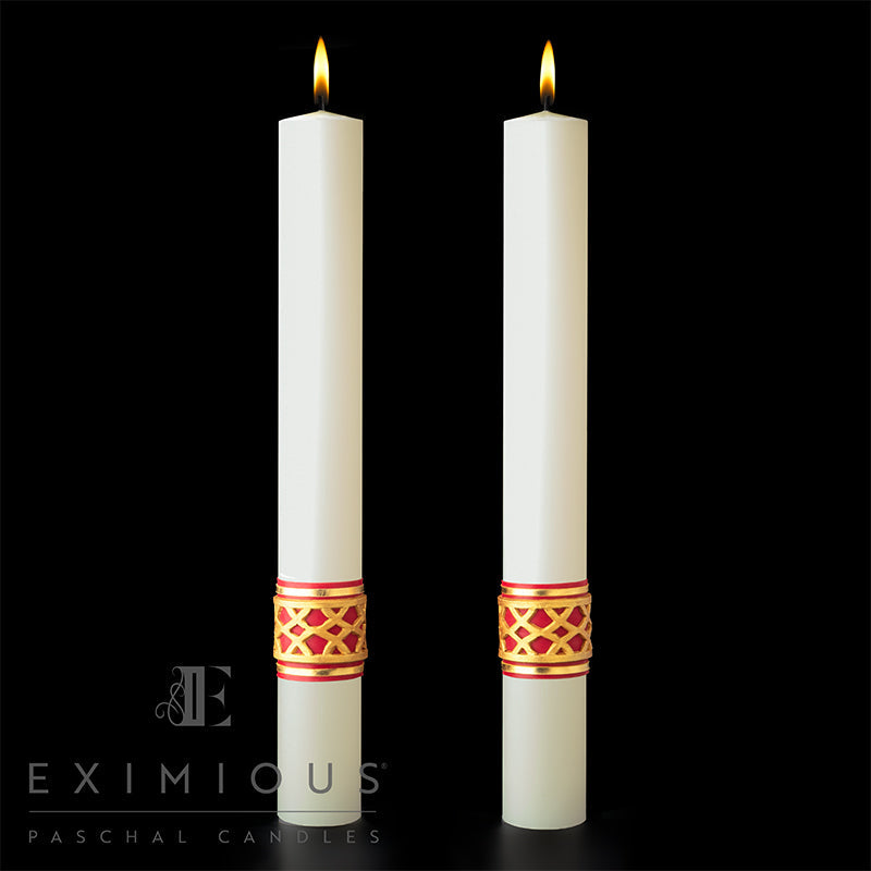 Cathedral Exalted matching complementing altar candles, pair of two