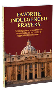 Book titled 'Favorite Indulged Prayers' with a cathedral image on the cover
