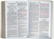 Open book with text on a white background