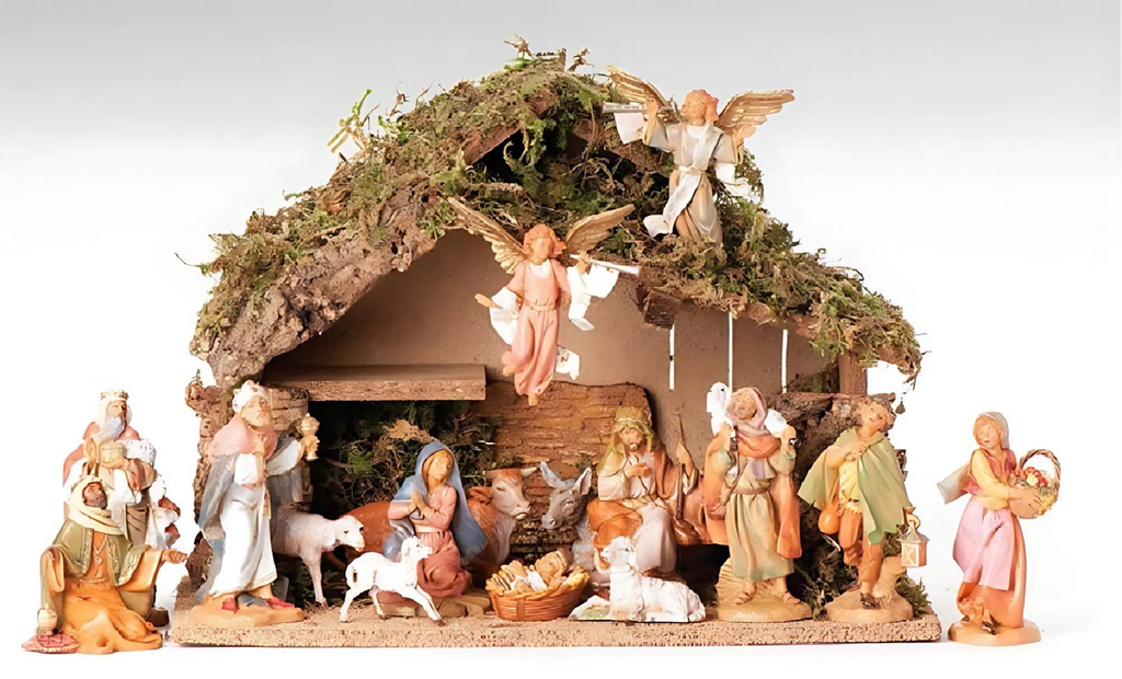 16 Figure Nativity Set with Italian Stable 5" Scale